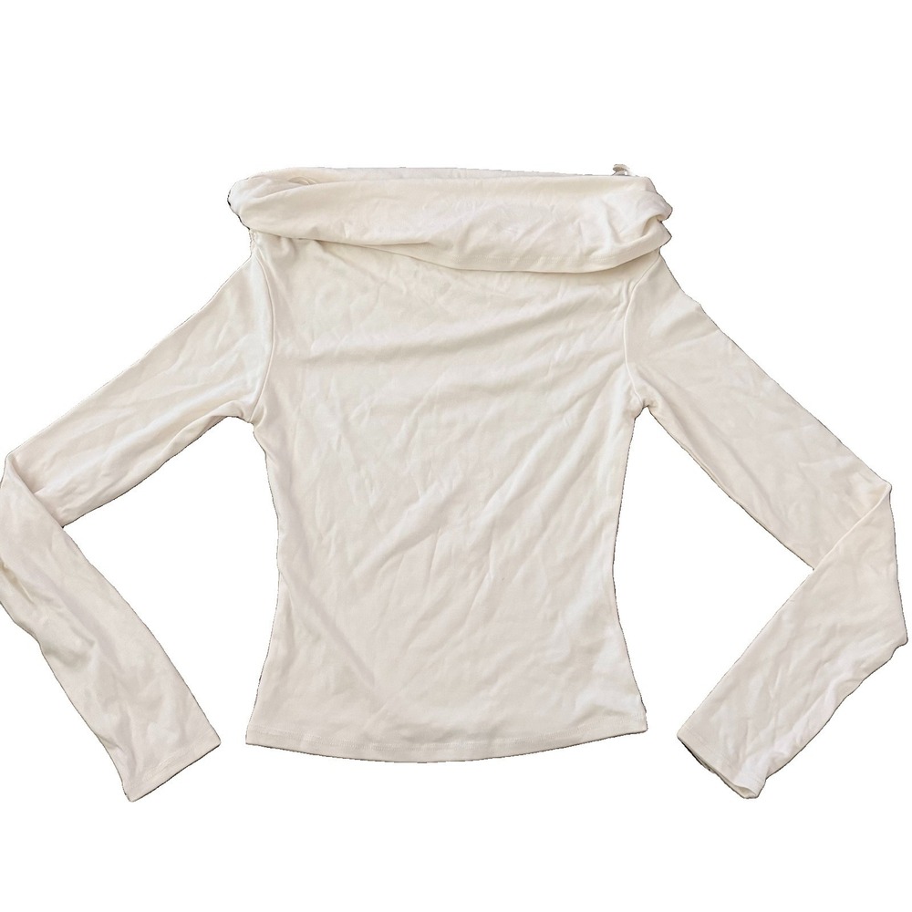 Women's Off-the-Shoulder Long Sleeve The Workshop Top, Pullover Beige M
